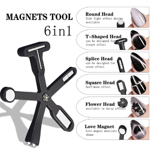 Bâtonnet magnétique multifonctionnel 6-en-1 en forme de cœur pour ongles, pour effet œil de chat, gel, manucure, salon, nail art, dessin et outil DIY - Product Image 2