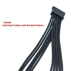 Câble personnalisé 16AWG IDE 4 broches/Sata/pci-e 8 broches/CPU 8 broches avec motif tressé pour alimentation modulaire ASUS ROG <span class=keywords><strong>THOR</strong></span> <span class=keywords><strong>LOKI</strong></span> 1200W 1000W 850W - Product Image 6