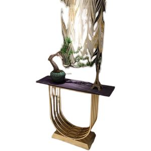 Table de Console de <span class=keywords><strong>dalle</strong></span> de roche en marbre de luxe Nordic Light pour salon mur côté hall Club décoration fin vue <span class=keywords><strong>allée</strong></span> Table d'entrée - Product Image 5