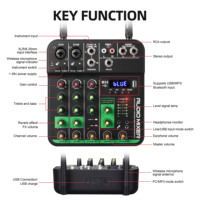 Mixer Amplifier Audio Digital DSP Profesional 4-kanal BT UHF Mikrofon Nirkabel Desktop Peredam Kebisingan Portabel Keluarga
