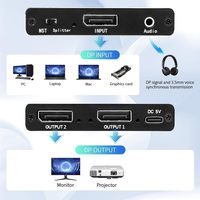SYONG adaptor Splitter Port tampilan ganda, Hub Displayport 1 dalam 2 keluar DP1.4, Displayport 4K144Hz MST