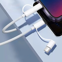 Câble tressé personnalisé avec logo, charge rapide PD, blanc, 3A, câble de données pour téléphone portable, 2 en 1, USB Type C