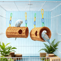 Nid d'oiseau cylindrique respirant en paille pour l'été, tunnel suspendu pour perroquet, fournitures de grattage et de mastication pour le divertissement