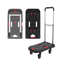 Chariot à plateforme pliable, chariot à main robuste, chariot utilitaire à plateau plat, chariot à bagages, chariot compact entièrement pliable, rangement facile