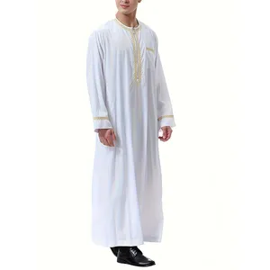 Factory Price Men Thobe Qatar Men Thobe Muslim Abaya Half Sleeve Thobes Men Muslim Dress Muslim Robe