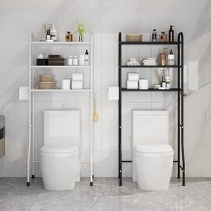 Meuble de rangement moderne sur pied en bambou naturel universel pour salle de bain, à placer au-dessus des toilettes, avec étagère d'organisation et <span class=keywords><strong>fixation</strong></span> anti-basculement - Product Image 5
