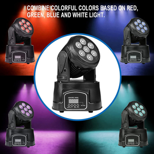 Luces Móviles de Cabeza YSH DJ Disco RGBW, Luz de Escenario con Efecto Estroboscópico, 7 LED, Control Remoto DMX, Lámpara de Fiesta para KTV, Bar, Club Nocturno - Product Image 3