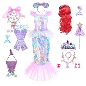 Meilleures ventes HP en gros : Combinaisons violette scintillantes pour petites filles, costumes de sirène pour enfants, tenues de performance et de cosplay - Product Image 1