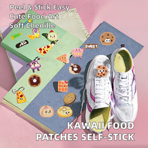 Nuevos Parches de Tela Chenille Autoadhesivos con Diseño de Comida en 3D, Estilo Kawaii, Bordados a Mano, con Diseño de Pan, Pizza, Papas Fritas, Galletas, Donuts y Pasteles - Product Image 2