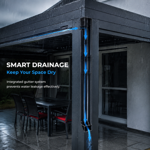 Pergola en aluminium HENLIXO pour extérieur avec <span class=keywords><strong>toit</strong></span> métallique et écran rétractable, <span class=keywords><strong>toit</strong></span> ouvrant - Product Image 5