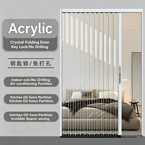 <span class=keywords><strong>Porte</strong></span> coulissante <span class=keywords><strong>pliante</strong></span> en acrylique, plaque transparente en cristal, <span class=keywords><strong>porte</strong></span> rétractable invisible en alliage d'aluminium pour cuisine et chambre - Product Image 3