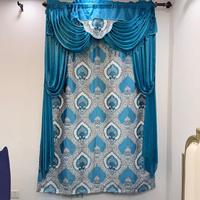 Rideaux de luxe à 2 panneaux en jacquard, à volants cascade, avec passe-tringle, imprimés, lot de 2, en stock, vente en gros pour la maison
