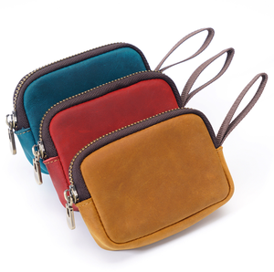 Genuine Cowhide Mini <b>Wallet</b> <b>Small</b> Coin Purse Earphone Bag Key Holder Zipper Card Holder Coin Storage Bag - Product Image 3