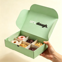 Caja de Papel Ecológica para Alimentos, Caja para Donuts, Impresión de Grado Alimenticio, Empaque para Pastelería, Caja Personalizada para Macarons y Galletas con Bolsa de Papel