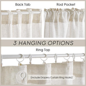 Cortinas DaiRui Personalizables Estilo Lino Beige Semi-Opacas con Ojales para Dormitorio y Sala de Estar - Product Image 3