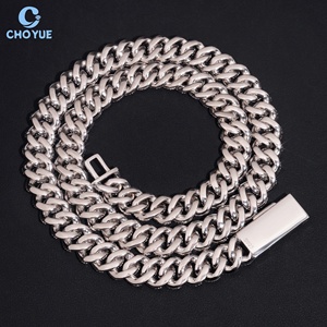 Collar de Cadena Cubana con Moissanita VVS en Forma de Media Luna de 12 mm, Chapado en Oro Blanco, Joyería Hip Hop para Hombre, Certificado GRA - Product Image 4