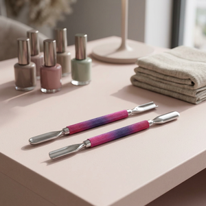 Dual-End Stainless Steel Cuticle Pusher <b>Tool</b> <b>Set</b> with <b>Pink</b> Gradient Handle for Manicure Care Eco-friendly & Reusable - Product Image 5