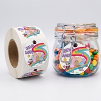 Autocollants en vinyle imperméables de qualité alimentaire, rouleaux d'autocollants imprimés flexibles, adhérence ferme sur les pots de bonbons, les sachets, les boîtes d'emballage