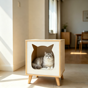 <span class=keywords><strong>Casa</strong></span> de Madera para Gatos, Mueble Interior para Mascotas, Cama Cerrada para Gatos, Refugio con Rascador, Nido Decorativo Moderno para Gatos de <span class=keywords><strong>Casa</strong></span> - Product Image 4