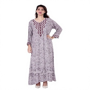 Women's Long Sleeve <b>Kaftan</b> Abaya Style Maxi Dress Modest Muslim Daily Wear Elegant Loose Fit Design <b>Plus</b> <b>Size</b> Soft Cotton Fabric - Product Image 1