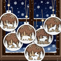 Décorations de Noël en bois 3D superposées, découpes d'animaux de la forêt, à suspendre pour les fêtes d'hiver et la décoration intérieure