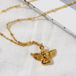 Nickle Trang Sức Miễn Phí Người Giám Hộ Thiên Thần Vòng Cổ Em Bé Thép Không Gỉ Angel Wing Charm Mặt Dây Chuyền - Product Image 6
