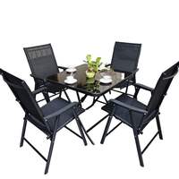 Meubles de jardin, chaise pliante portable, table en verre trempé, mobilier d'extérieur pour balcon, salon de thé, cour