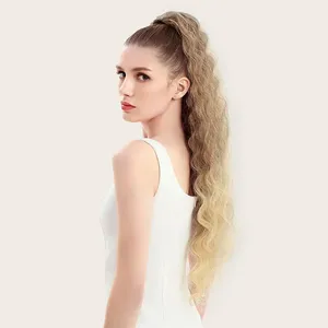 Long 30inch Clip In Synthetic Hair Extensions Ponytail Heat Resistant Fiber Wrap Around Hairpiece Curly Pony Tail