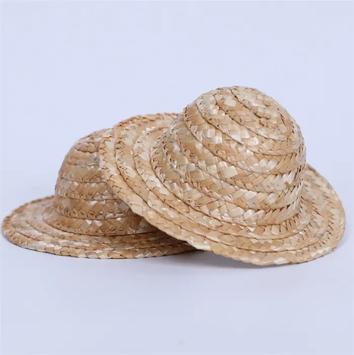 SZ99 moda 2023 bambini ragazzi ragazze giocattoli cappelli per animali domestici eleganti cappelli da spiaggia cappellini rotondi Mini cappello di paglia di grano carino per bambola