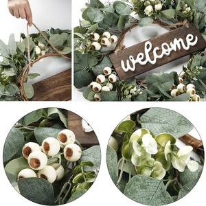 Eucalyptus Artificial Berry <b>Wreath</b> 45cm Welcome Sign <b>Door</b> Hanging Spring <b>Summer</b> Decorative <b>Wreath</b> - Product Image 3