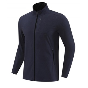 Nouvelle veste de sport d'extérieur automne 2026 pour homme – Col montant zippé intégral en nylon polyamide uni, manches longues, pour fitness, course et entraînement - Product Image 4