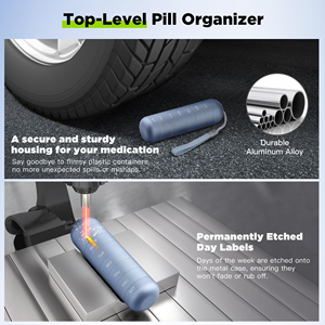 Customizable 7-Day Compact Aluminum Alloy Travel Pill <b>Box</b> Portable <b>Waterproof</b> Home <b>Storage</b> & Organization Medicine <b>Box</b> - Product Image 3