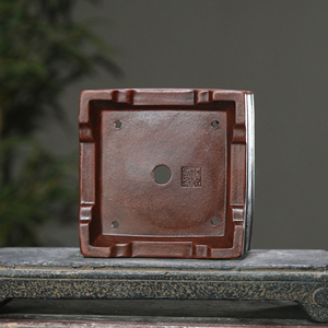 Pot à bonsaï carré en argile violette, gravé d'un design classique antique, pour plantes fleuries - Product Image 4