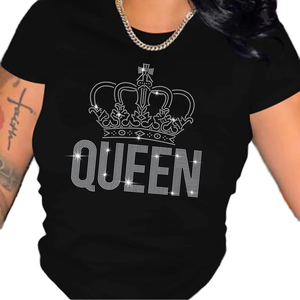 Nouveau T-shirt Femme Tendance avec Strass Thermocollés, Personnalisable avec Votre Logo, Brillant et Scintillant, Luxe Respirant - Product Image 1