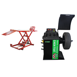Elevador de Tijera CHEN TUO CT-601, Elevador Hidráulico para Autos con Balanceador de Neumáticos, Capacidad de 800 kg, Diseño Rojo y Negro - Product Image 1