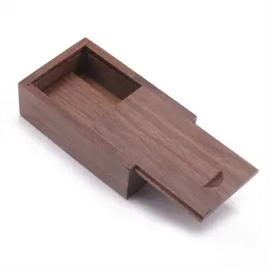 Custom Handcrafted Walnut Wood Gift Packaging Box Gift Packing Case With Sliding Lid Top Brown