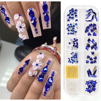 Strass 3D AB à dos plat, breloques pour ongles, perles multi-formes, pierres précieuses, strass, billes en acier, bijoux, pierres de verre cristallines pour décoration