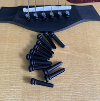 Chevilles de pont de guitare en ébène avec incrustation de nacre blanche et anneau en laiton