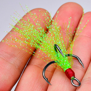 WEI 2 #4 #6 #8 #10 # Ftk Acero de alto carbono Super <span class=keywords><strong>Fluke</strong></span> Pesca Anzuelos triples con cuero a granel - Product Image 2