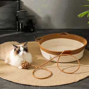 Nueva cuerda de algodón tejida Cama de Gato cojín cuerda de algodón tejida perros pequeños y cachorros cama de dormir Linda cama para mascotas para gatos de interior sofá - Product Image 6