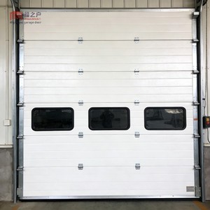 Porte sectionnelle industrielle en alliage d'aluminium, fabrication directe d'usine, certifiée CE, résistance au feu 4h, porte électrique robuste à ouverture par le haut - Product Image 1
