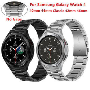 Correa de acero inoxidable sin huecos para Samsung <span class=keywords><strong>Galaxy</strong></span> Watch 4, 46mm, 42mm, <span class=keywords><strong>Watch5</strong></span>, 44mm, 40mm, 45mm, pulsera de Metal con extremo Curvo - Product Image 2