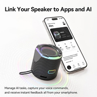 Mini haut-parleur assistant vocal pour voyage, maison, bureau, Bluetooth 5W, son IPX6 étanche, fixation magnétique, appareil portable, anneau lumineux rapide