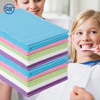 Consommables médicaux SJ 3ply bavoirs dentaires en plastique jetables tabliers de bavoir dentaire imperméables bavoirs dentaires jetables bon marché