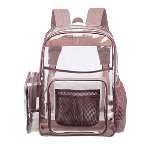 Mochilas Escolares Modernas con Bolsillo Transparente de PVC en Forma de Corazón, <span class=keywords><strong>Mochila</strong></span> Transparente <span class=keywords><strong>Impermeable</strong></span> para Niños para Viajes y Actividades al Aire Libre - Product Image 1