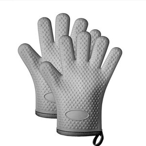 Gants <span class=keywords><strong>de</strong></span> four en silicone résistants à la chaleur avec doigts, imperméables et antidérapants, doublure en coton pour grillades, cuisson et pâtisserie - Product Image 4
