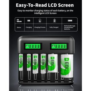 Cargador de Baterías EBL de 8 Bahías con Pantalla LCD, Recargable para Baterías AA, AAA, C, D, Ni-MH para Cámaras - Product Image 3