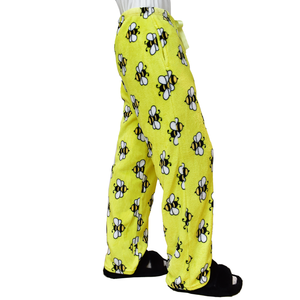 Nuovo Design all'ingrosso in <span class=keywords><strong>pile</strong></span> stampato da uomo con stampa a forma di ape con Logo personalizzato per bambini e ragazze pantaloni morbidi in flanella - Product Image 3