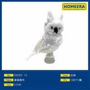 White Foam Owl Christmas Ornament 17Cm Handmade Tree Decoration - Product Image 3