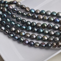 Perles de culture d'eau douce noires naturelles à fort lustre, qualité AA, baroques, 10 mm, sans noyau, en vrac, pour DIY, origine CN ZHE